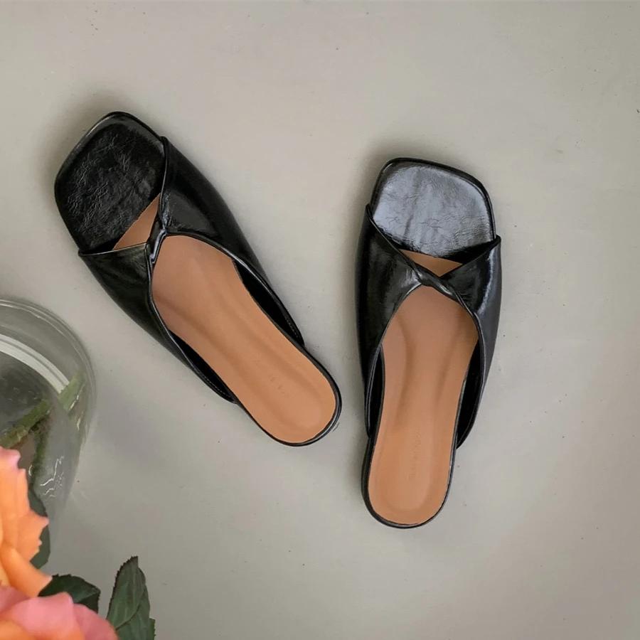 Балетки Шлепанцы Женские Сандалии с Открытым Носком Летние Вьетнамки Повседневная Обувь Тренд 2025 Пляжные Слайды Новая Обувь с Квадратным Носком Женская Дизайнерская