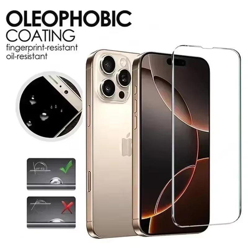 6 шт. Закаленное стекло для iPhone 17 16 15 14 13 12 11 Pro Max Mini Защитное стекло для iPhone 7 8 Plus 16e XR X XS Max Стеклянная пленка