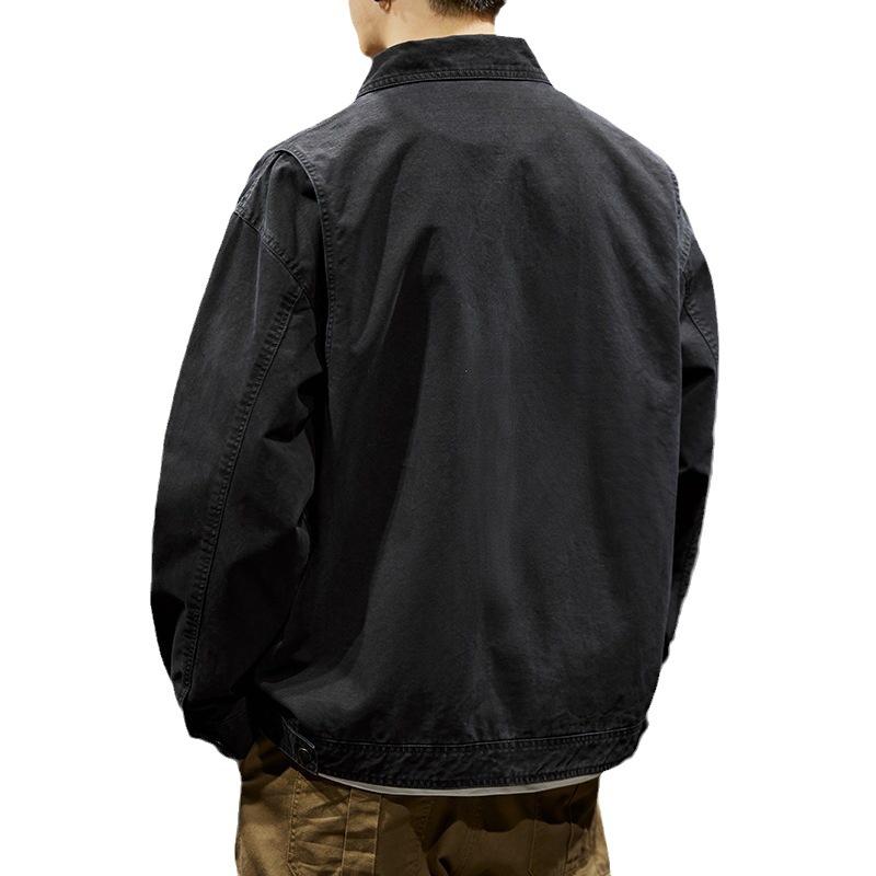 Vintage Washed Outdoor Tooling Jacket Men'S Trendy Brand Embroidered Lapel Jacket Loose Casual Cotton Top