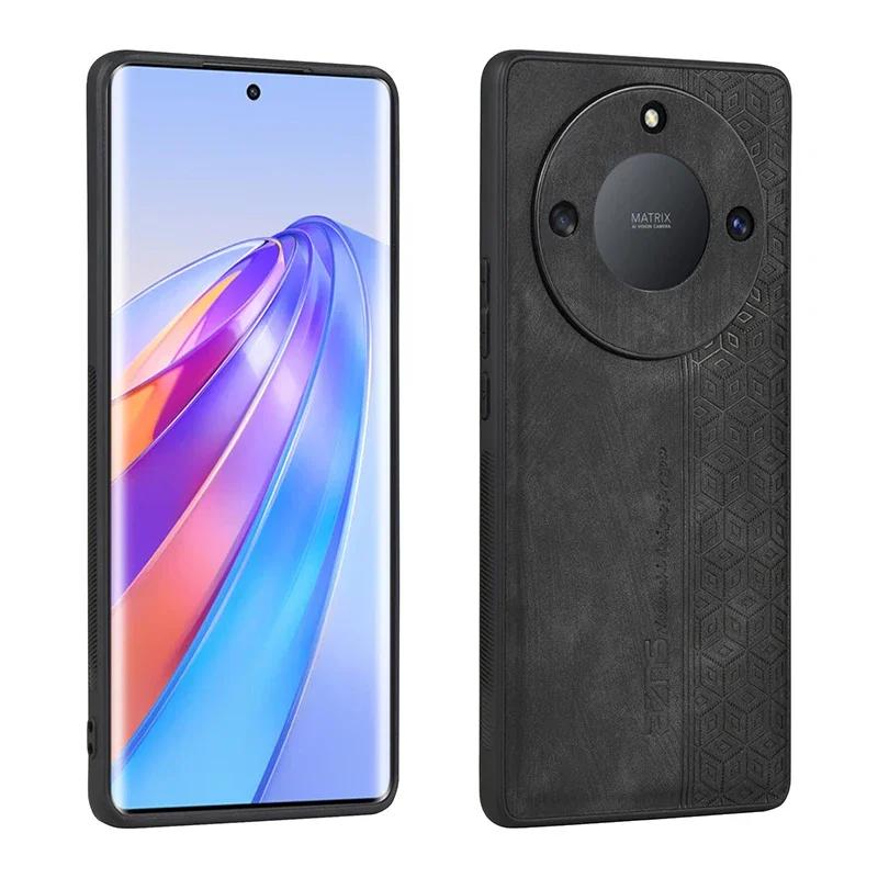 Роскошный 3D Кожаный Чехол с Тиснением для Honor X50 Pro GT X9a X9b X30 X9 X40 X40i X50i Ощущение Кожи Мягкий Бортик Прочный Бампер Задняя Крышка