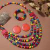 Handmade Bohemia Necklace Set Colorful Geometric Beaded Necklace Vintage Boho Bib Beads  Party Wear