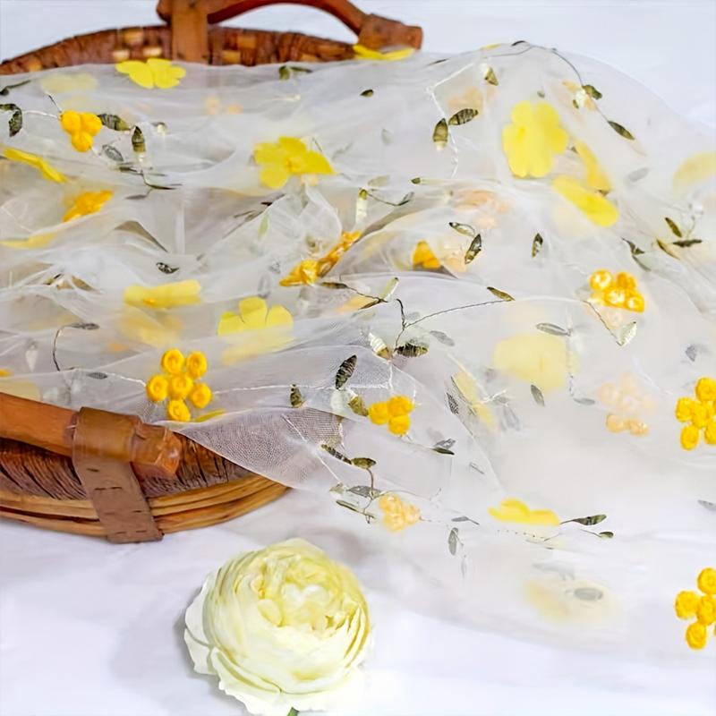 1 шт. Цветочная вышитая тюль ткань скатерти цветочные сетчатые шторы подарочная упаковка сетка пряжа цветы магазин 130x50 см