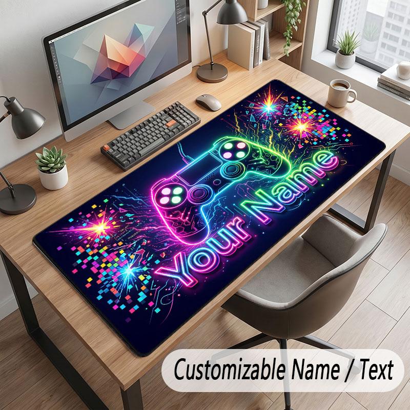 Game Controller Theme Customized Mouse Pad Personalized Print Name Text Desk Mat For Home Office Table Decor