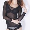 Горячий новый весенне-летний женский сексуальный черный сетчатый топ с длинными рукавами, футболки, прозрачные уличные футболки в стиле панк-клуб, пляжные топы