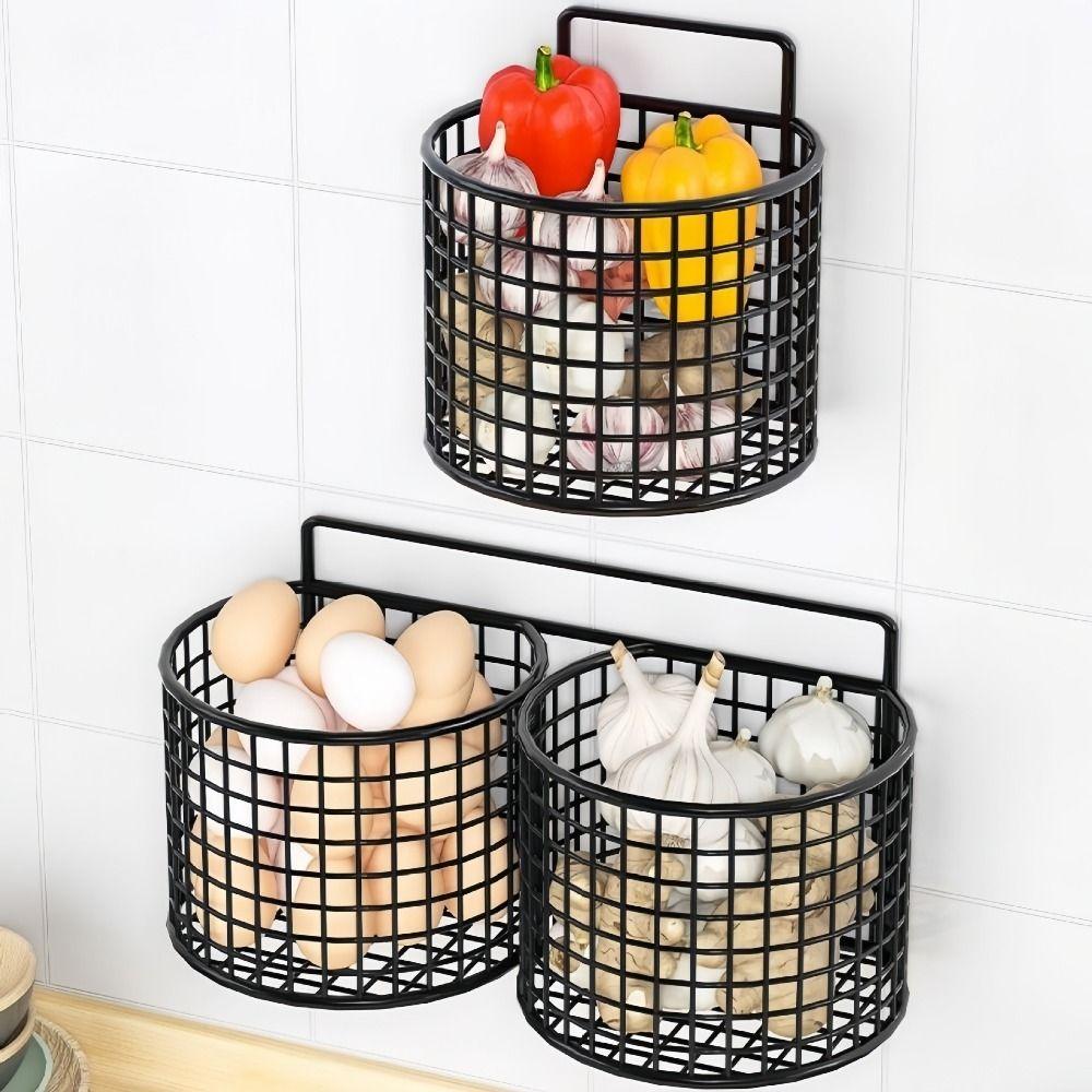 1/2/3 Grids Wall Mounted Storage Basket Large Capacity Comb Storage Bucket Kitchen Shelf  Bathroom
