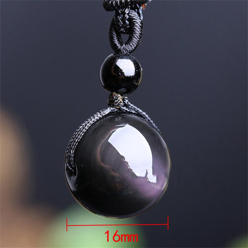 Fashion Lucky Blessing Amulet Obsidian Pendant Round Ball Necklace
