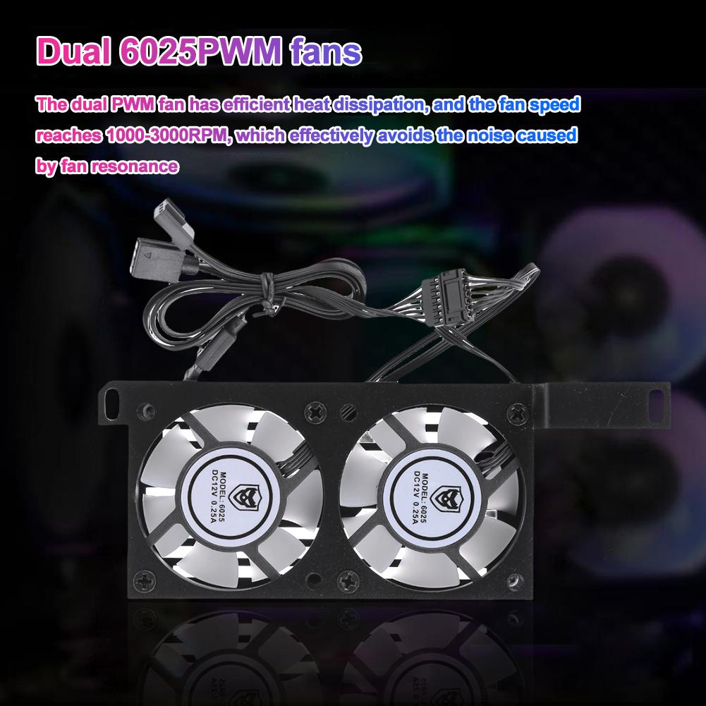 Радиатор памяти ARGB Syn Вентилятор охлаждения оперативной памяти с двумя 60-мм вентиляторами PWM 1000-3000 об/мин для DDR/DDR2/DDR3/DDR4/DDR5