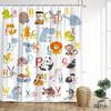 Animal Alphabet Shower Curtain Cute Cartoon Animals A-Z Print Polyester Bath Curtain With Hooks For Kids Bathroom Decor