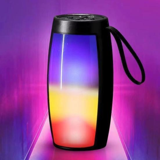 Мини беспроводной Bluetooth-совместимый динамик с цветной светодиодной подсветкой, поддержка USB-диска, TF-карты, перезаряжаемый портативный громкоговоритель