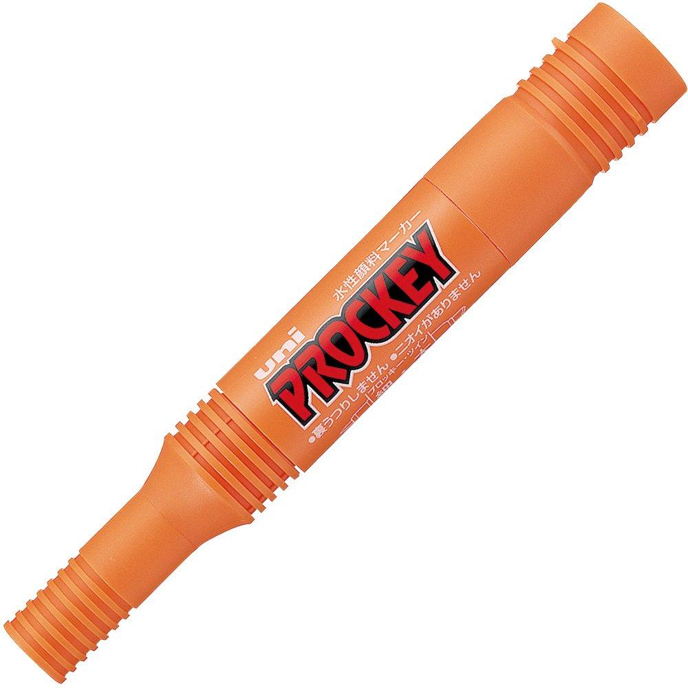 Mitsubishi Pencil Sign Fine Pack of 10 Water-Based Pens, Pro-Quick Twin, + Broad, Orange, PM150TR.4,