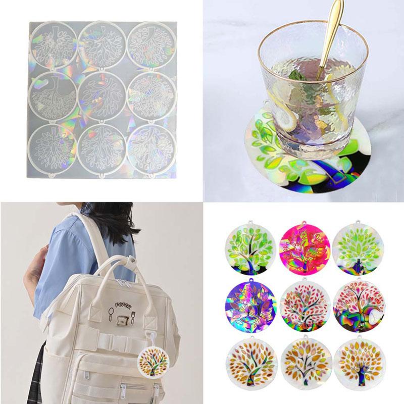 Early Riser Holographic Laser Tree of Life Pendant Mold Christmas Tree/Keychain Combo DIY Mold 3D Light-effect Food-Grade