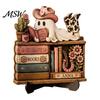 Healing Atmosphere Home Art Halloween Reading Ghost Figurine, Retro Wooden Statue, Vintage Desktop Seasonal Autumn Photograph Props Ornament