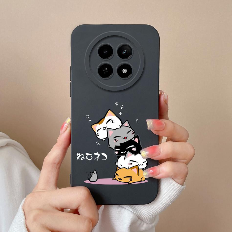 For OPPO Realme 12X 5G Phone Cases Cartoon Liquid Silicone Full Coverage Anti Drop Shell For Realme12 X Back Covers Bumper Funda