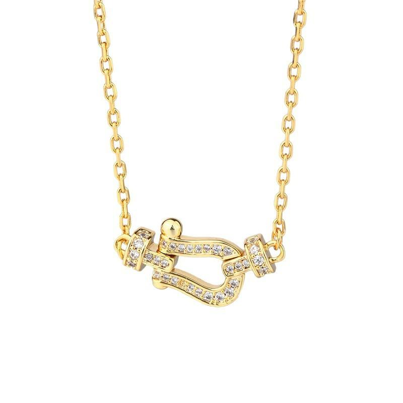 F High Version V Gold Full Diamond Small Necklace Women's Plated 18K Diamond Collarbone Chain Light Luxury