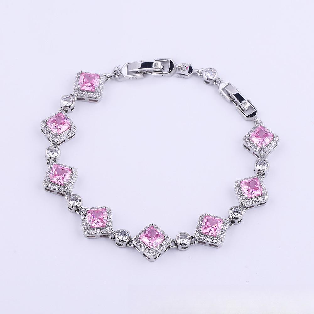 Простой темпераментный геометрический четырехугольный браслет из циркония, латунь, позолоченные ювелирные изделия