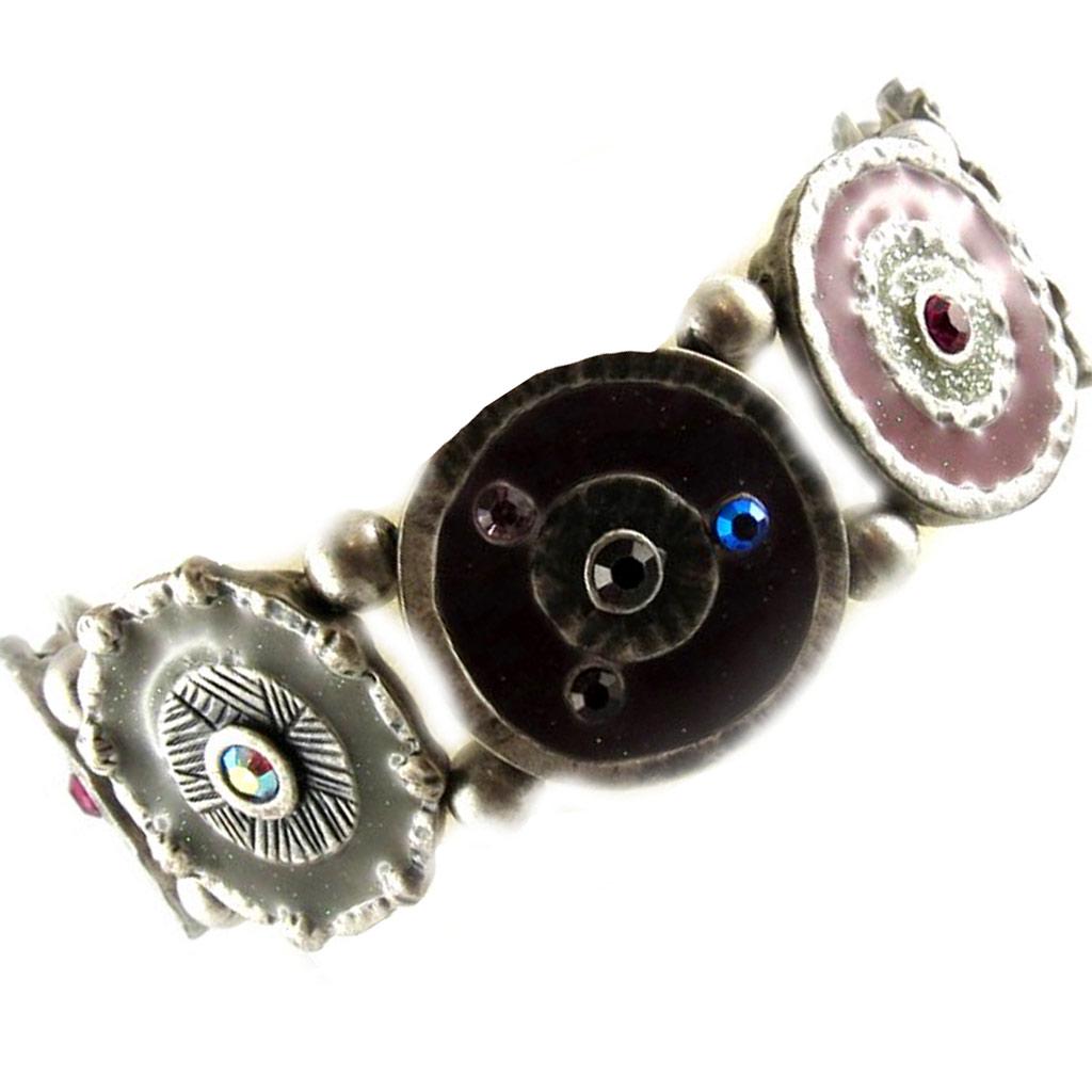 Les Trésors De Lily [E2580] — Дизайнерский браслет «Мимозы» розово-красный, серый