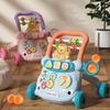 Baby Walker Multifunction Infant Stand-to-Sit Toddler Four Wheels Trolley Kids Learning Piano Gift Anti-rollover Toddler Toys