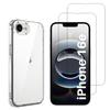 Case for iPhone 16 - Phonillico® - Flexible - Transparent - 2 Tempered Glass - Screen Protector