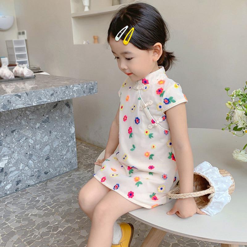 Летние юбки для девочек, темпераментные разноцветные сетчатые платья с цветочным рисунком для девочек