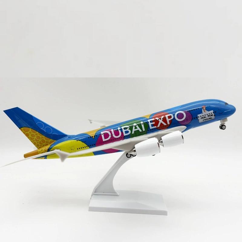 Модель самолета Emirates A380 в масштабе 1/240, окраска Dubai Expo, модель самолета, смола 30 см, коллекционные самолеты со стойкой