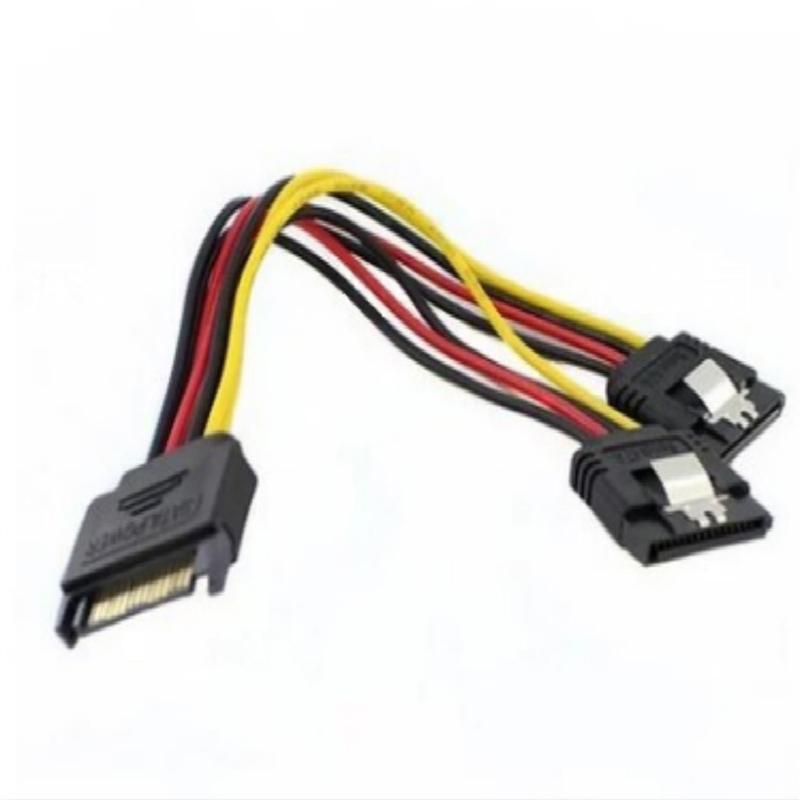 SATA 15Pin Power Cable Splitter 1 Male to 2 Female Plug Extend Wire Adapter with Lock Buckle Sata Power Supply Cord PC SSD Line