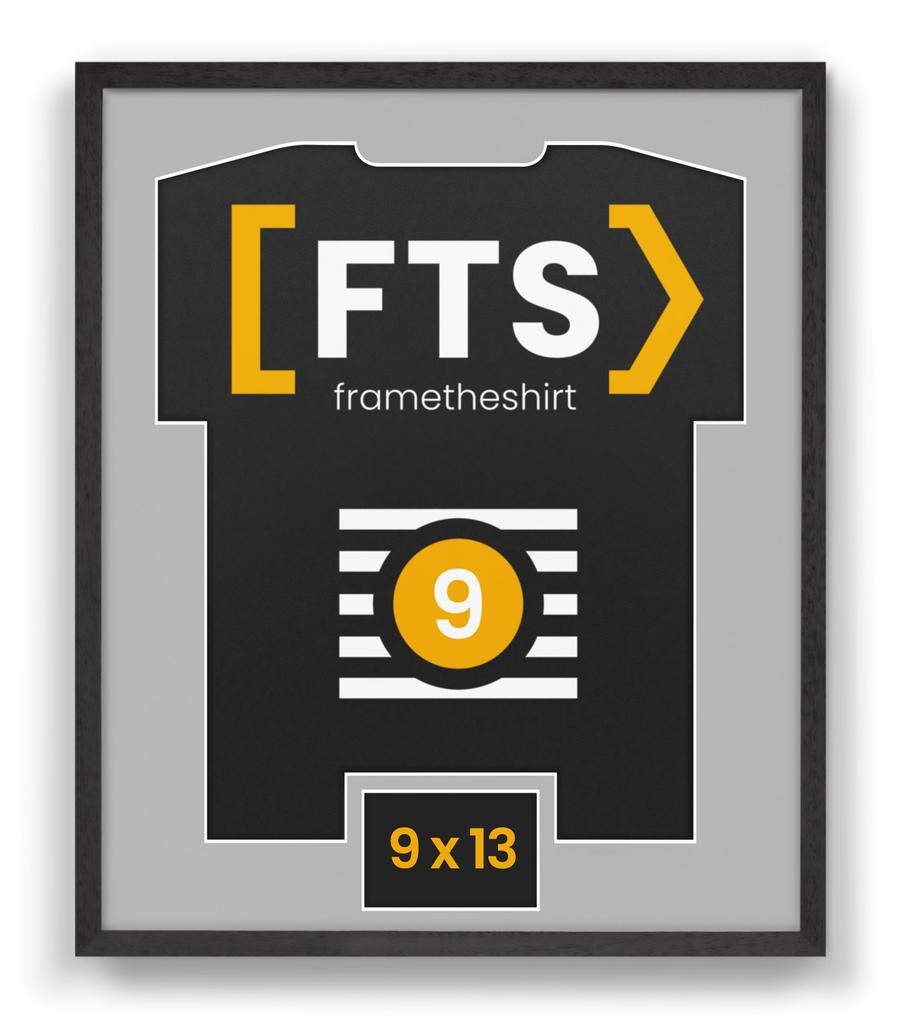 A stylish frame for a sports jersey with a place for an autograph.