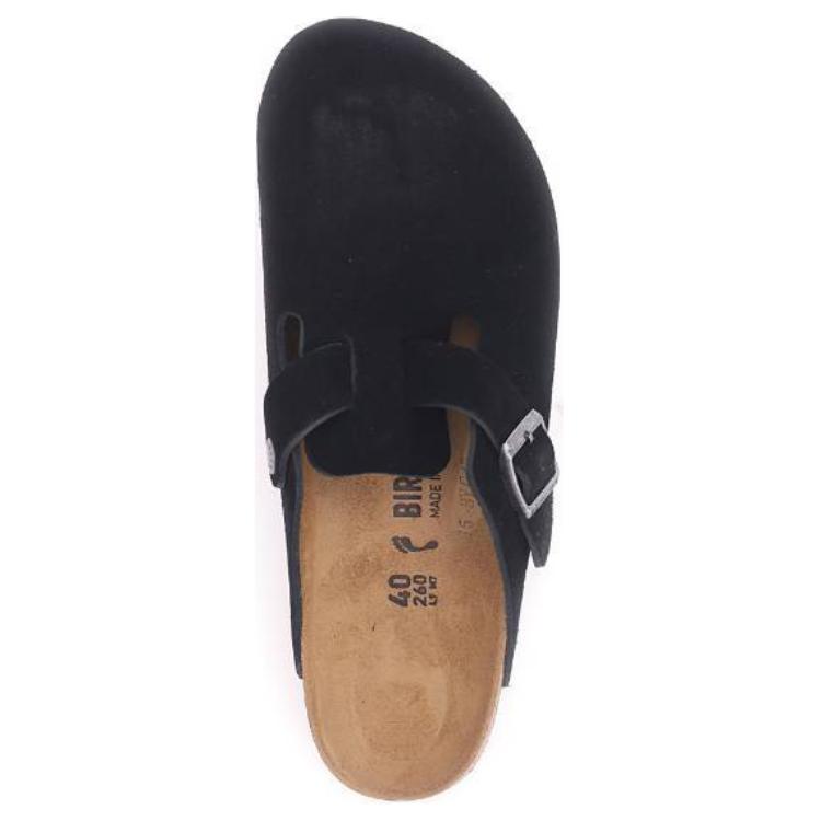 Birkenstock Бостонские замшевые круглые без задника нескользящие клоги Женские клоги Черные 1027067