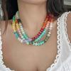 Accessories, Small Fresh Rainbow Acrylic Beaded Collarbone Chain, Sweet Dopamine Ins Wind Necklace