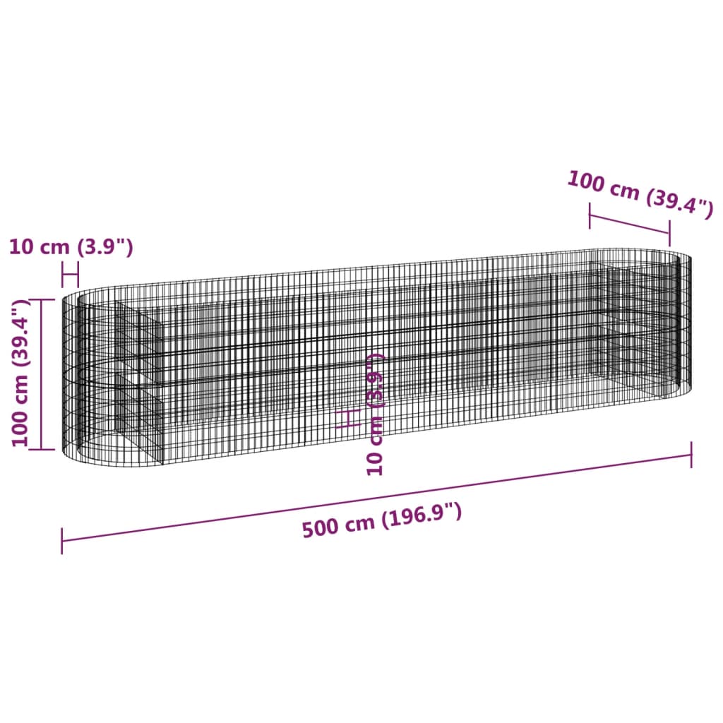 Vidaxl Podwyższona Donica Gabionowa Galwanizowane Żelazo 500X100X100Cm