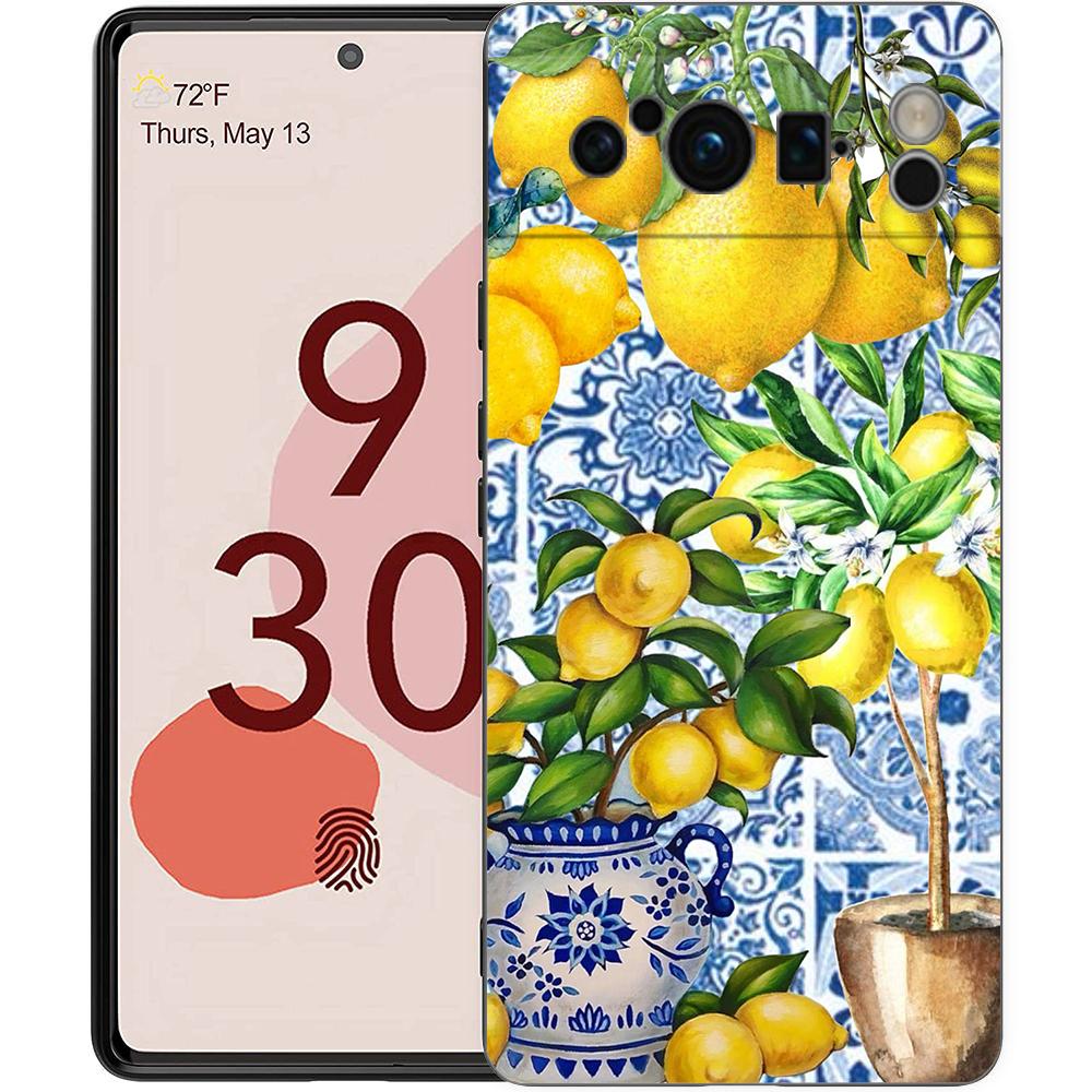Ретро Фрукты лимон Для Google Pixel 8 Pro Чехол для телефона Pixel 9 Pro XL TPU Чехол Pixel 8 Pro 8A 7A 7 6A 6 Pro Мягкая Черная Крышка