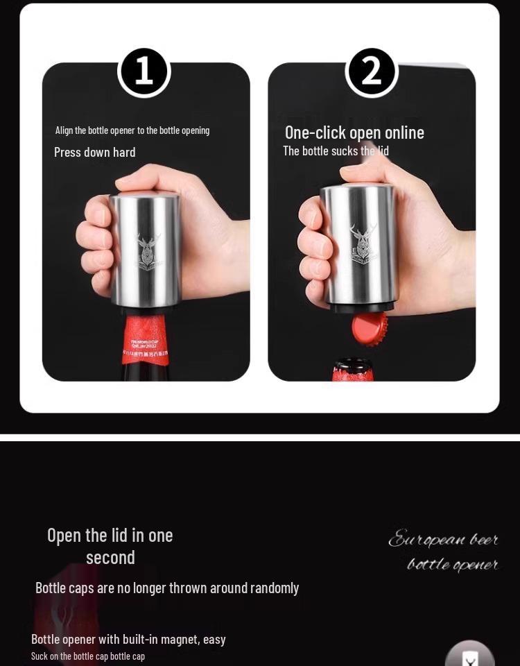 Автоматическая открывалка для пивных бутылок из нержавеющей стали с нажимным механизмом