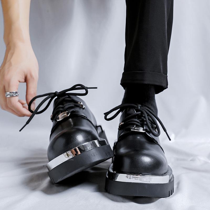 New Thick Soled Men's Leather Shoes Trendy and Versatile Designer Styles Outdoor Leisure Party Office Youth Shoes Plus Size -46