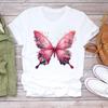 (Азиатский размер)  Принт Женская футболка бабочка тренд милая 90-е Мода Женская одежда Повседневный топ Футболка с коротким рукавом Женские футболки с графическим принтом