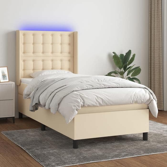 Maison Exclusive - Sommier à lattes de lit matelas et LED Crème 80x200cm Tissu