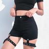 Women Black Shorts Punk Rock Bandage Hollow Out High Waist Dance Club Pants