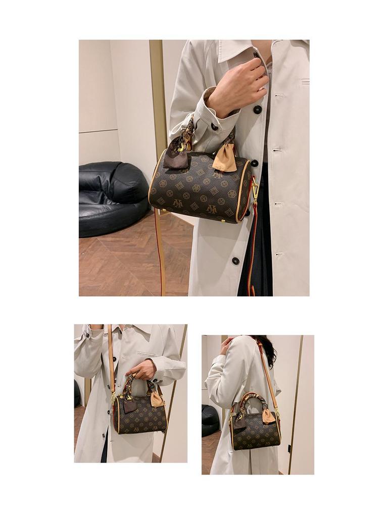 Vintage European & American Monogram Boston Pillow Bag – Women’s Handbag, Shoulder or Crossbody Style