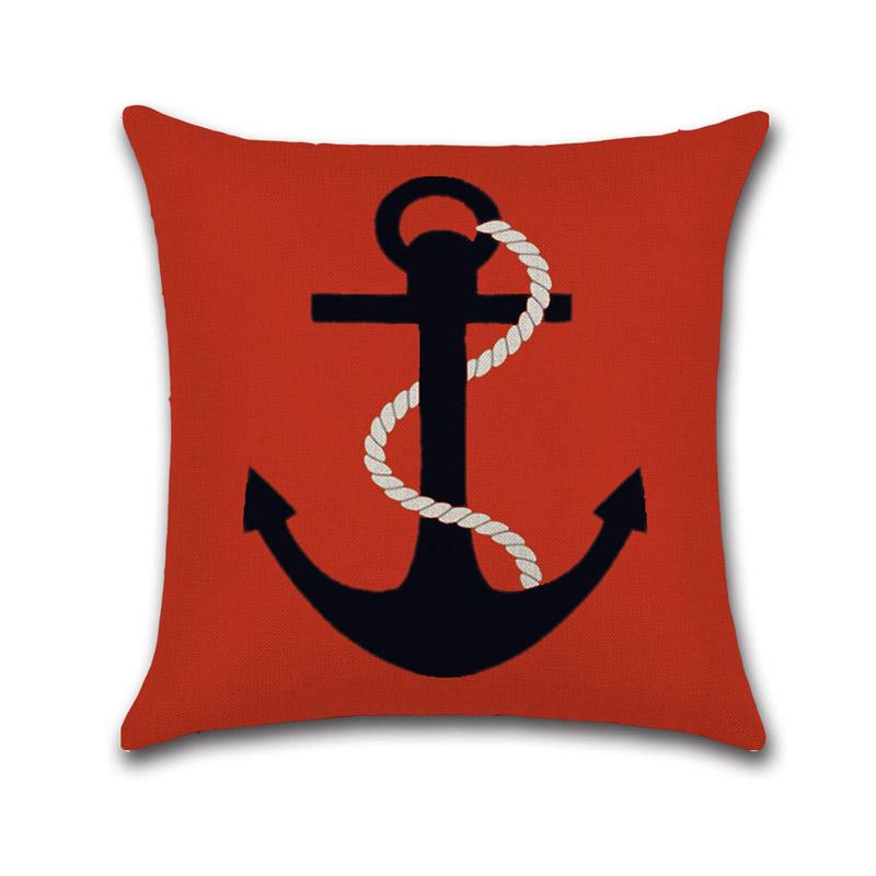 Anchor Series Cushion Cover Sea Style Ship Anchor Cotton Linen Pillow Case Boat Decorative Pillowcase Funda De Almohada Zt126