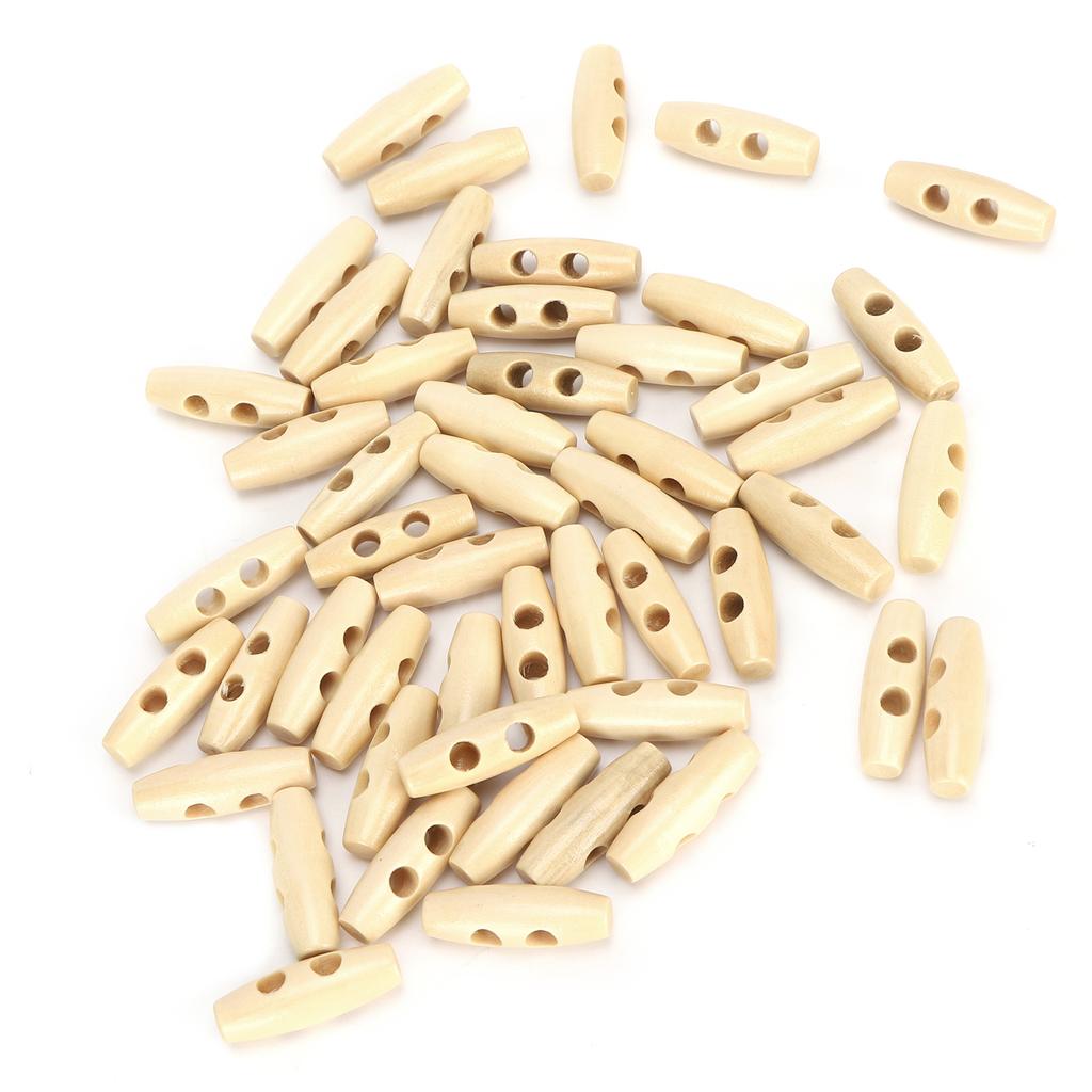 50Pcs Buttons OliveShaped CreamColored Wooden Buttons Cloth Sewing Accessories 30mm
