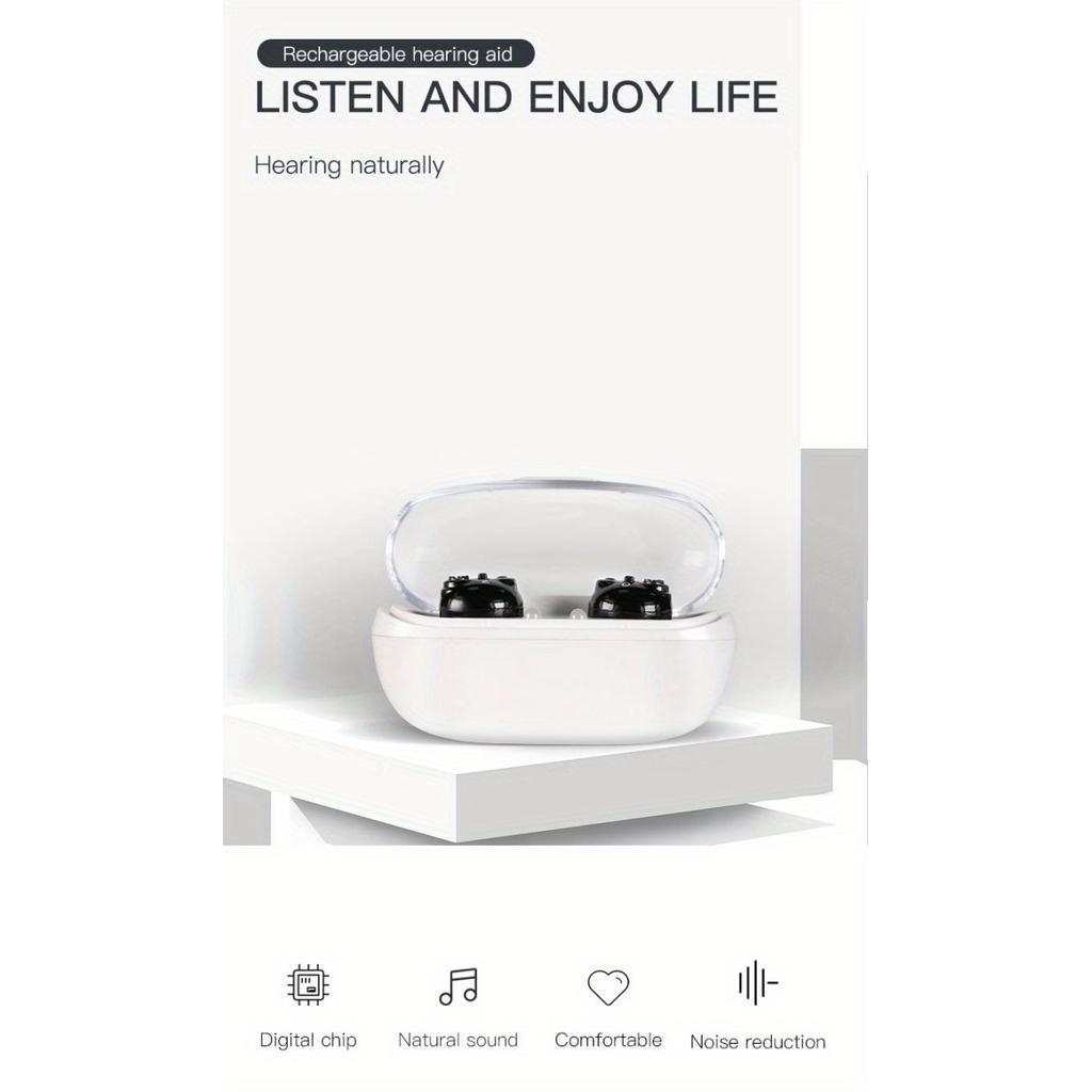 1 пара перезаряжаемых слуховых аппаратов, мини-внутреннее ухо для пожилых людей, усилитель звука для глухоты с зарядным чехлом