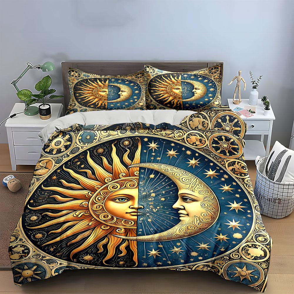 Sun, moon, stars pattern. Bedding sets Duvet cover sets Duvet covers Pillowcases(1* Duvet Cover 2* Pillowcases without duvet insert)