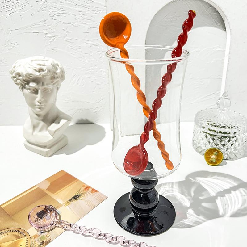 Стеклянные кофейные ложки с длинной ручкой, красочные и милые чайные ложки, кухонные принадлежности, ложка для молочного десерта и мороженого