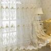1PC European Style Luxury Three-dimensional Embroidery Transparent Tulle Sheer Curtain for Living Room Bedroom Window Decoration Home Decor