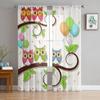 Cute Cartoon Owl Branch Balloon Sheer Curtains For Living Room Bedroom Tulle Curtains Kitchen Window Treatments Panel Drapes