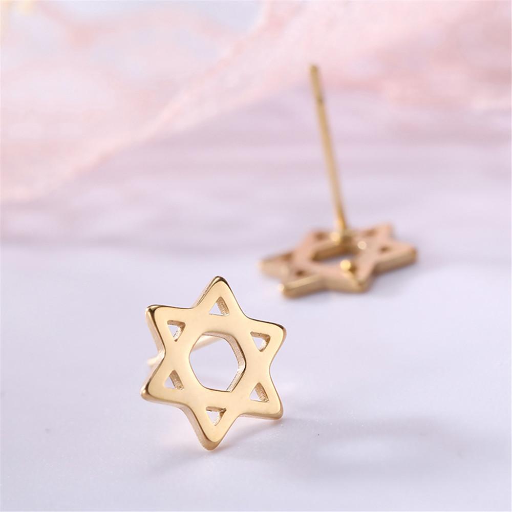 Star of David Hexagram Stud Earring for Women Stainless Steel Gold Ear Studs Israel Jewish Judaism Jewelry