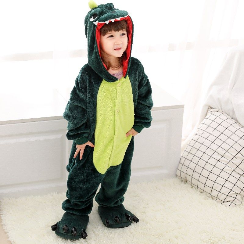 Kids Boys Girls Dinosaur Pajamas Sleepwear Nightwear Animal Cosplay Costume Childern