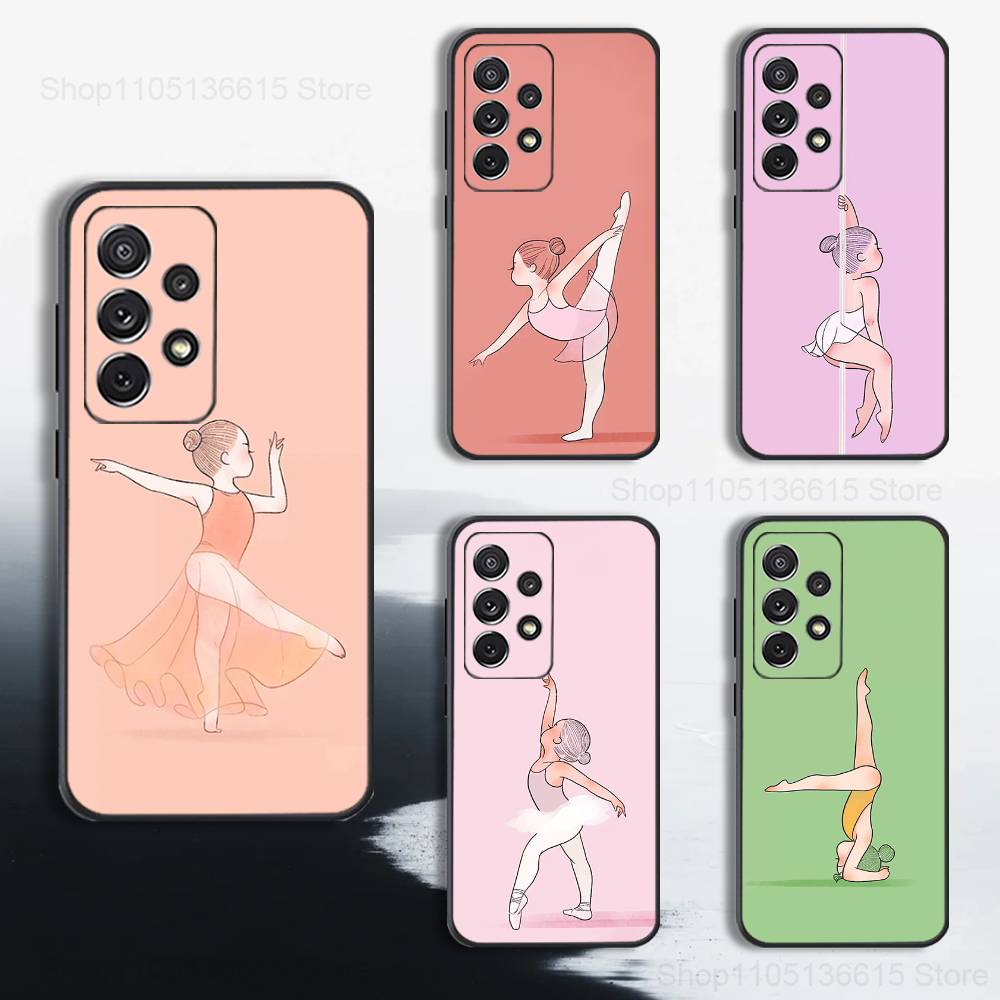 Девушка с балетом Милый Чехол Для Телефона Samsung S25, S10, S20, S10, S21, S9, S24, S23, Ultra, FE, Plus, Lite, Мягкий Силиконовый Черный Чехол