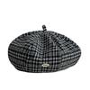 Retro Plaid Beret Women's Autumn and Winter Literary British Painter Hat Big Head Circumference Showing Face Small Versatile Pumpkin Hat