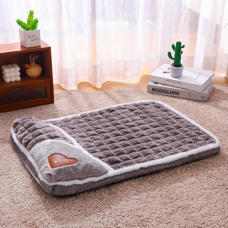 Plaid Square Dog Bed Mat, Polyester Fiber Filled Detachable Pet Couch for Medium, Small & Large Dogs, Soft Sleep Pad
