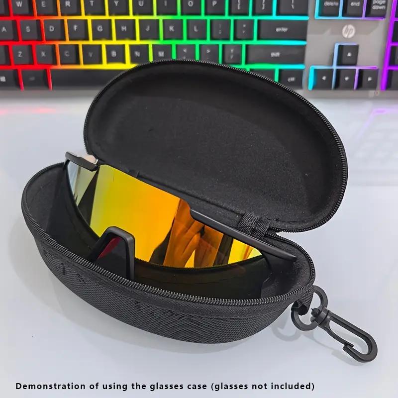 Portable Zippered Eyeglass Case Carabiner Clip Holder,Durable Hard Shell Protective Pouch,Men Women Outdoor Flashlight Storage