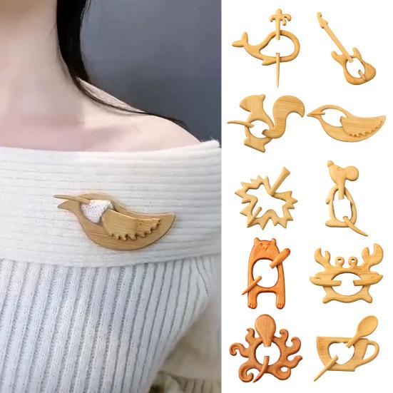 Деревянная брошь в виде животного Милая собака кошка булавка для свитера ручной работы птица кролик медведь черепаха брошь-булавка для свитеров шарфов шалей